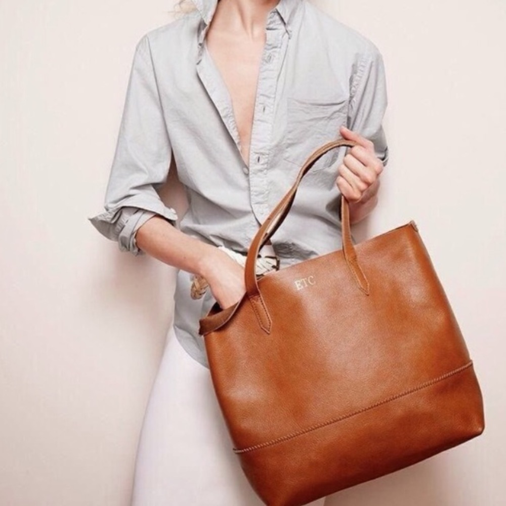 j crew leather tote bag
